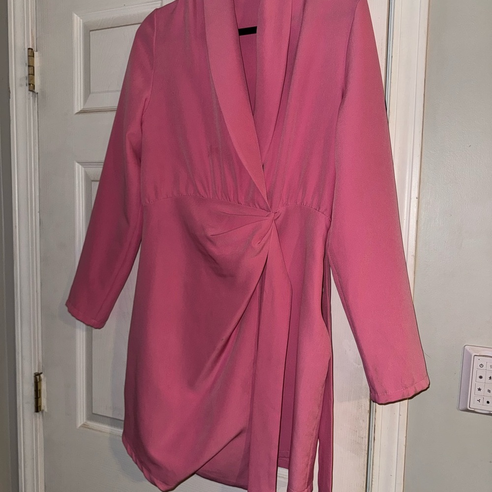 Boohoo Pink Draped Blazer Dress